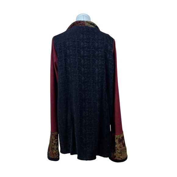 AHNI Women’s Burgundy Multi-Pattern Button Front Jacket Size 2 - Picture 3 of 9